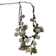 Bohemian Boho Beaded Elephant Tassel Charm Statement Necklace Women