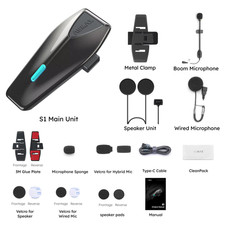S1 Bluetooth Motorcycle Intercom with FM Radio, Noise Cancellation, Waterproof,