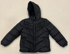Limited Too Girl  s Puffer Jacket Full Zip Hooded Sequin Black Size 7/8