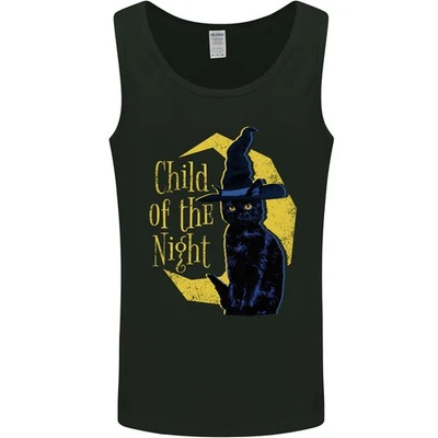 Kind Der Nacht Halloween Schwarze Katze Hexe Herren Weste Tanktop - Bild 1 von 4
