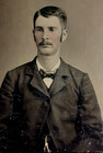 Tintype of a Handsome Young Man Mustache Hand Tinting Watchchain — photo 3
