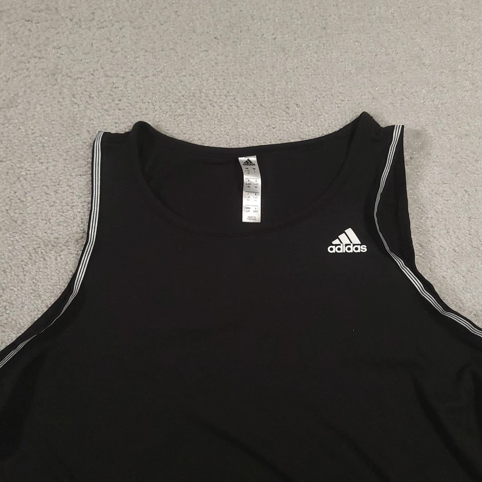 Camisa Adidas Para Mujer Grande Negra Tank Top Atlético Correr Gimnasio Entrenamiento Foto 3 de 4