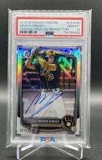 2025 Bowman Chrome Marco Dinges #CPA-MD Refractor Auto /499 Brewers PSA 10 Pop 3