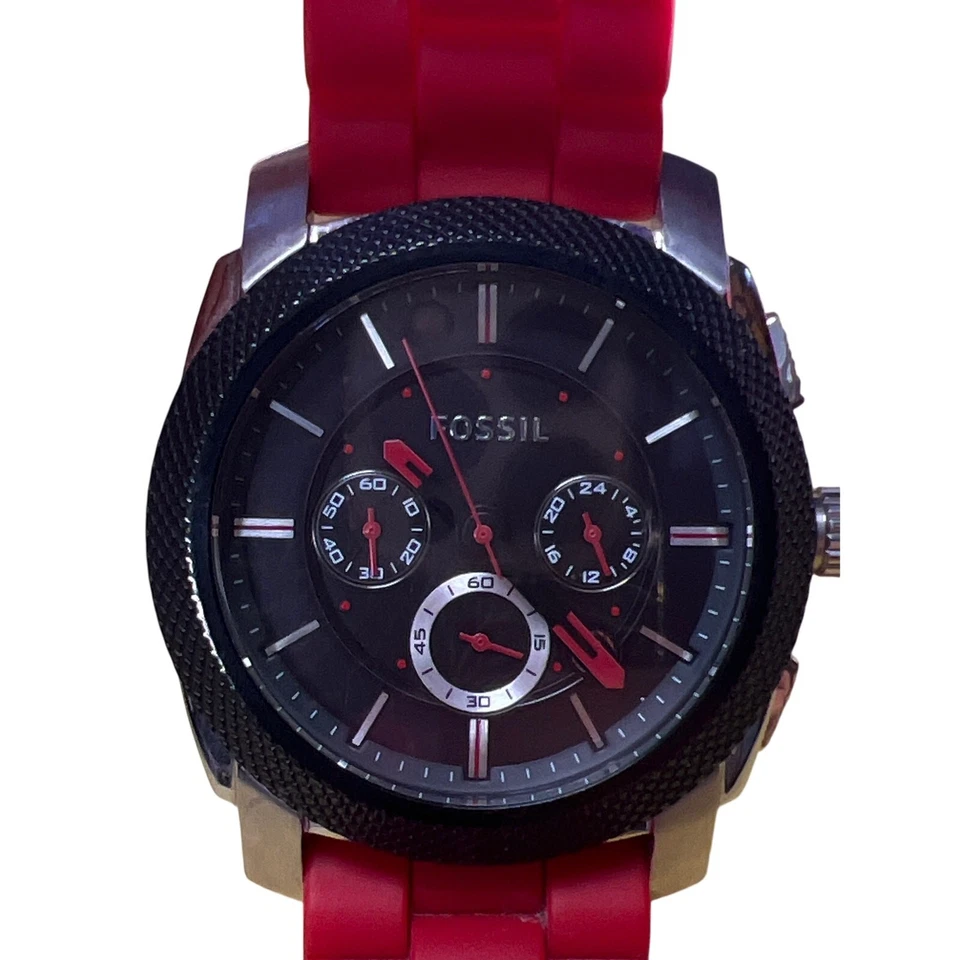 Reloj triple esfera cuarzo silicona fósil Foto 4 de 4