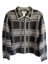 Pendleton Women's Gray Black Plaid 100 Virgin Merino Wool Full Zip Jacket PM