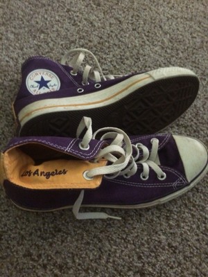 purple and yellow converse