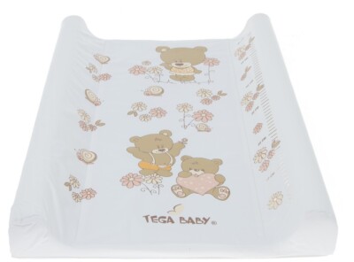 Baby Kinderzimmer Wickelauflage gepolstert harter Boden 70x50cm passend für Kinderbett Teddybär weiß Perlen