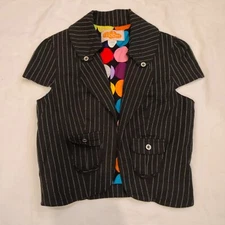 Voom by Joy Han Women's X-Small/ Child Large Pinstripe Cap Sleeve Black C2