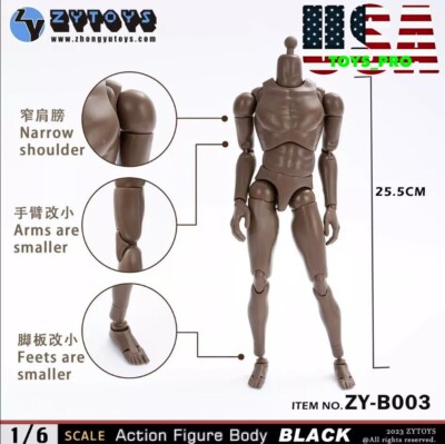 1/6 Scale Male African Figure Body For TTM18 TTM19 Hot Toys 12'' Figure  USA 