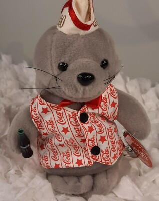Plush Walrus Soda Jerk Vintage Collectible Coca-Cola Brand Bean Bag Plush NWT