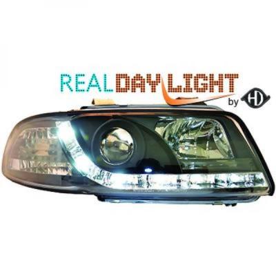 LHD Projector LED DRL Headlights Pair Clear Black For Audi A4 Avant 8D2 94-98