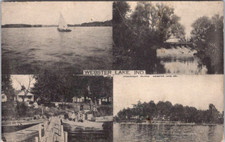 PC675 IN Indiana Webster Lake Multi View Kosciusko County Postcard