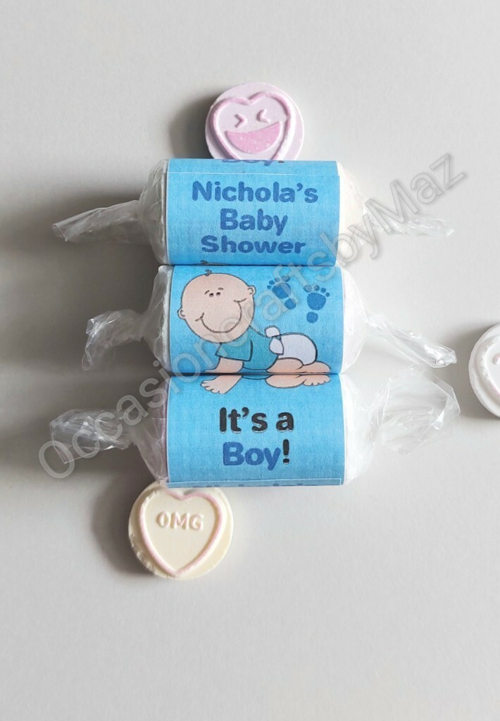 Baby shower love hearts sweets, gender reveal sweets, baby shower favours
