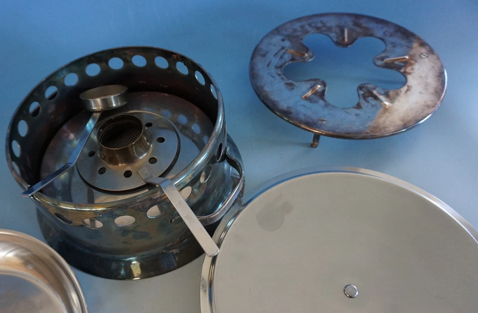 Spring Schweiz Rechaud mit Pfanne Kochset Metall versilbert u.Edelstahl(823-021) - Bild 4 von 4