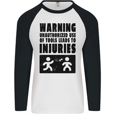Warning Strumenti Fai da Te Artigiano Carpentiere Uomo L/S Baseball T-Shirt