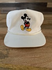 Mickey Mouse White Hat - Leather Adjustable strap - Disney - unisex hat