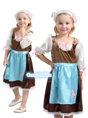 SE25 Girls Victorian Maid Costume Child History Fancy Dress Book Week Day  Outfit