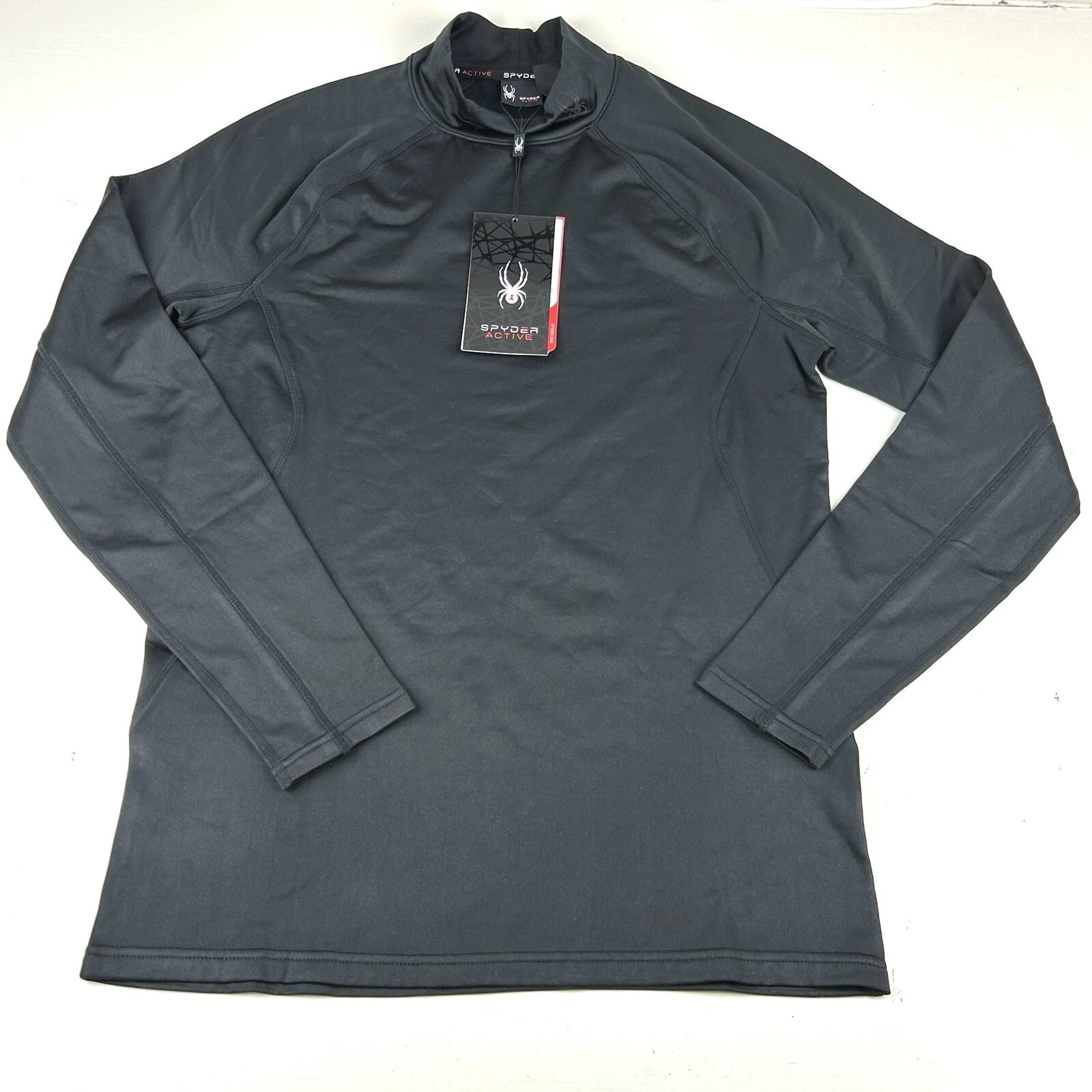 Spyder Active Shirt Men Medium Black Pullover Quick Dry Breathable Adult M New