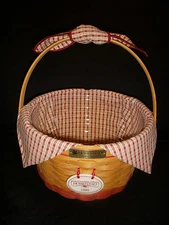 1999 Longaberger Classic Homestead Basket, Liner, Protector, Handle Tie, Tie-On!
