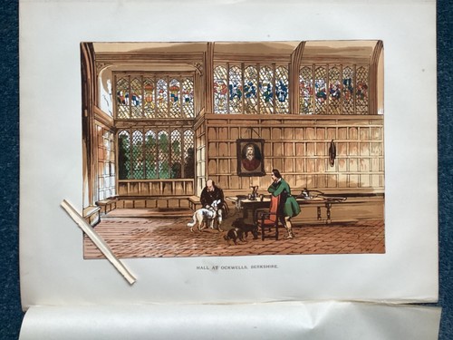 HALL AT OCKWELLS, BERKSHIRE, , Antique Colour Print