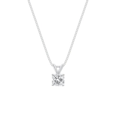 1/2 kt Cushion Lab Created Diamant Anhänger Halskette echtes 14 K Weißgold F/VS 16''