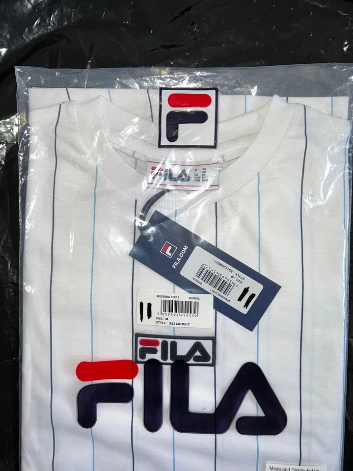 Fila Sportswear Reverend Stripe T-Shirt Men Women Shirts Gym Tops Size M - Image 4 of 4