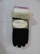 NWT Vtg TR Bentley Collection Ladies Fleece Lined Gloves, L/XL, Black w/Cuff rr