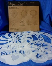 THE PAMPERED CHEF Cake Stencil Set #1535 w/ 7 Reusable Patterns