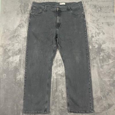 Wrangler Relaxed Boot Jeans 42x30 Black Faded Stretch Denim