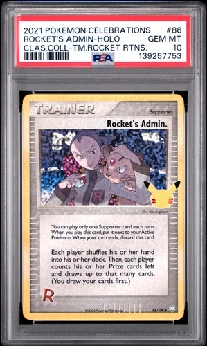 2021 POKEMON CELEBRATIONS CLASSIC COLLECTION #86 ROCKET'S ADMIN-HOLO PSA 10