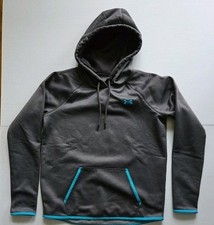 Under Armour ColdGear Storm1 Hoodie Women's M Loose Fit Gray Blue Accents-EUC