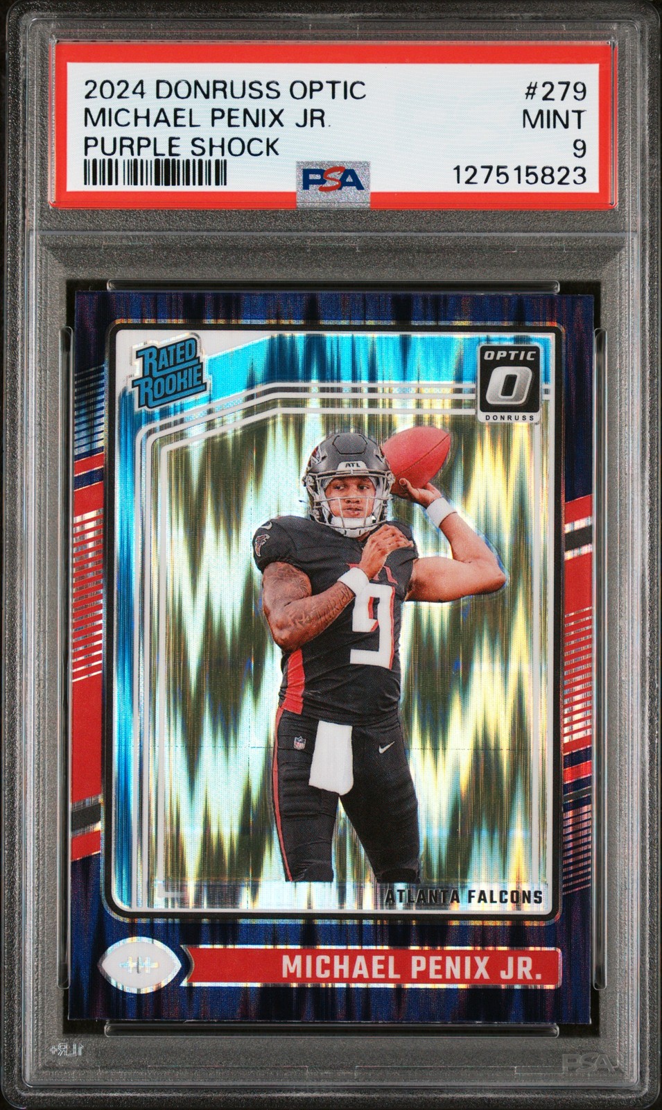 2024 PANINI DONRUSS OPTIC PURPLE SHOCK #279 MICHAEL PENIX JR. PSA 9