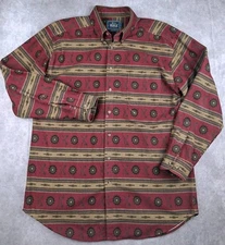 Vintage Woolrich Flannel Shirt Mens Large CHAMOIS Southwestern Aztec Made USA 