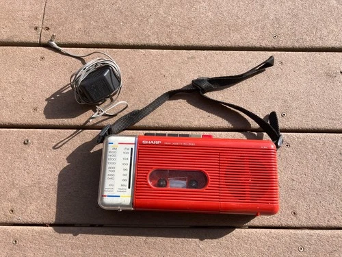 Vintage Sharp QT-5(R) Red Boombox AM/FM Radio Cassette Player - FOR PARTS/REPAIR