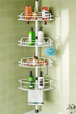 Corner Shower Caddy Tension Pole: Rustproof Bathroom Organizer Shelves for