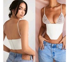 HOUSE OF CB Emilee Ivory Satin and Lace Corset Women's Medium Petite Plus Cup