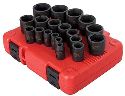 Sunex Tools 2640, 1/2 Inch Drive Impact Socket Set, 19-Piece, Sae, 3/8