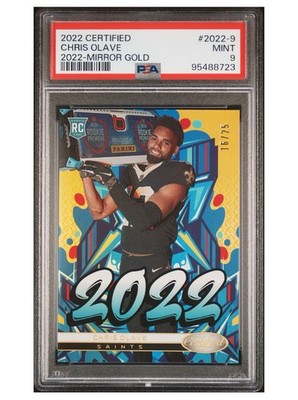 2022 Panini Certified Chris Olave RC 2022 Gold Mirror /25 PSA POP 1 None Higher
