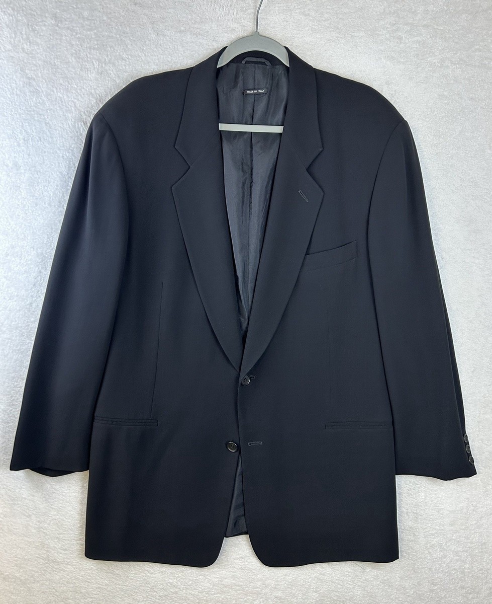 VTG 90s Giorgio Armani Blazer Sport Coat Wool 42L Black 2 Button