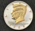 DANBURY MINT -2008-P  UNCIRCULATED KENNEDY HALF DOLLAR -  GOLD AND SILVER PLATED