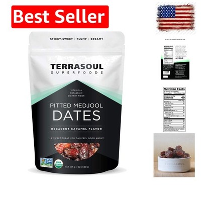 Organic Pitted Medjool Dates, 1.5 Lbs - Pits Removed | Soft Chewy Texture | S...