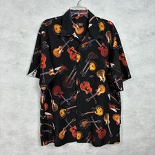 Gibson Tour Wear Shirt Men's Large Guitar Button Up Short Sleeve Flaw
