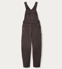 Duluth Women's VintageFlex Fire Hose Barrel Leg Overalls, Washed Espresso Brown