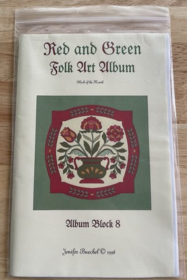 RED AND GREEN FOLK ART ALBUM Block Of The Month Pattern Block 8
