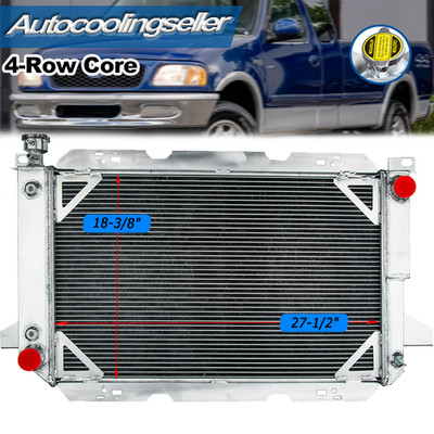 4-Row Aluminum Radiator For 1985-1997 Ford F150 F250 F350 Bronco 5.0 5.8 7.5L V8