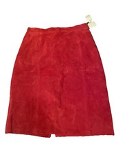 Vtg NWT USA Made Phoenix Suede Leather Skirt Red Sz 11