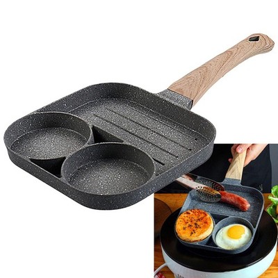 Egg Frying Pan,3-Cup Egg Cooker Frying Pan Non-stick Medical Stone Multi Egg Pan