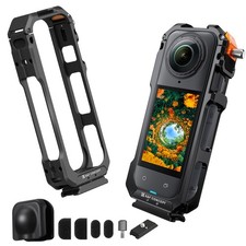 K F Concept Camera Cage for Insta360 X5, Aluminum Alloy Protective Case Black