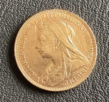 1894 Queen Victoria Old Head Full Sovereign Coin. Photograph Of Actual Coin.