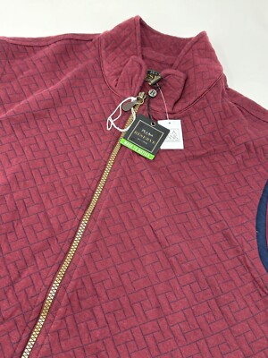 Jos A Bank Reserve Quilted Vest Mens Sz L Full Zip Maroon Geometric Pattern T9